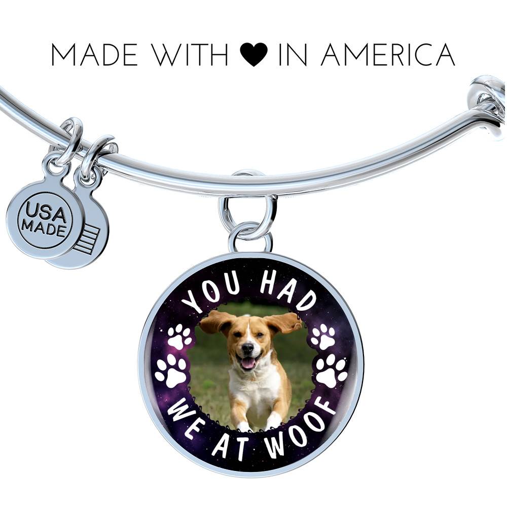 Custom Photo Pet You Had Me at Woof Dog Owner Gifts Circle Pendant Necklace