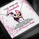 To My Smokin' Hot Soulmate Never Forget That I Love You Girlfriend Interlocking Hearts Pendant Necklace