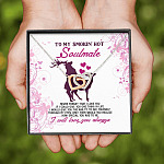 To My Smokin' Hot Soulmate Never Forget That I Love You Girlfriend Interlocking Hearts Pendant Necklace