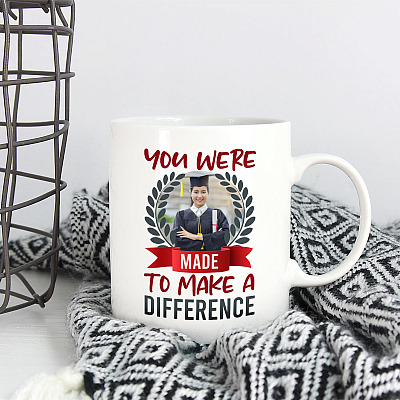 Alternative view of Personalized Photo Graduation You Were Made to Make a Difference Mug - Beer Stein - Water Bottle - Color Changing Mug