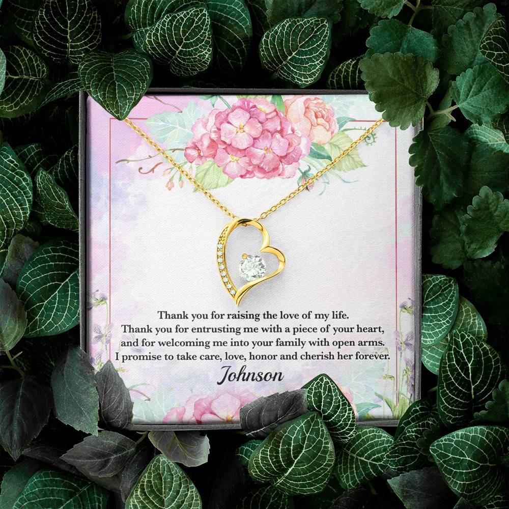 Personalized Thank You for Raising the Love of My Life Mother-In-Law Forever Love Pendant Necklace