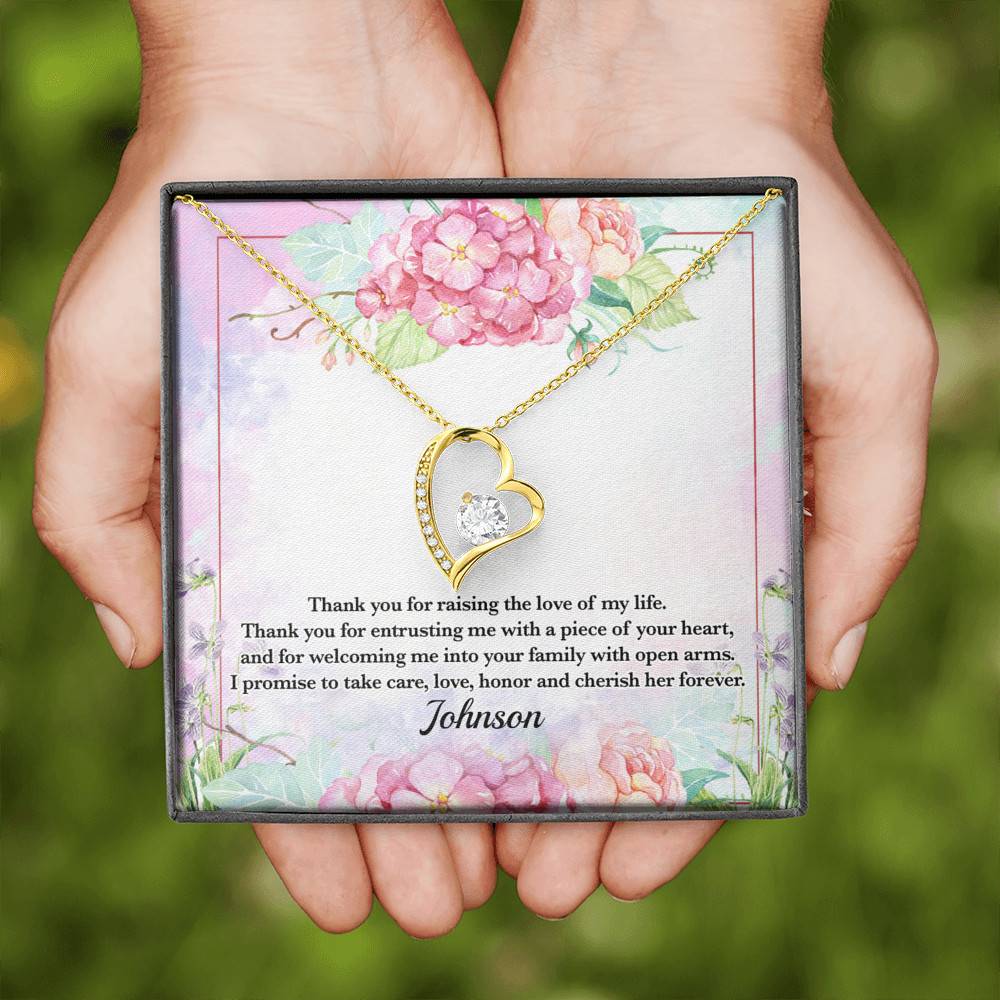 Personalized Thank You for Raising the Love of My Life Mother-In-Law Forever Love Pendant Necklace