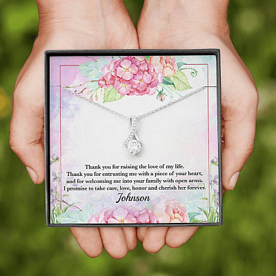 Personalized Thank You for Raising the Love of My Life Mother-In-Law Alluring Pendant Necklace