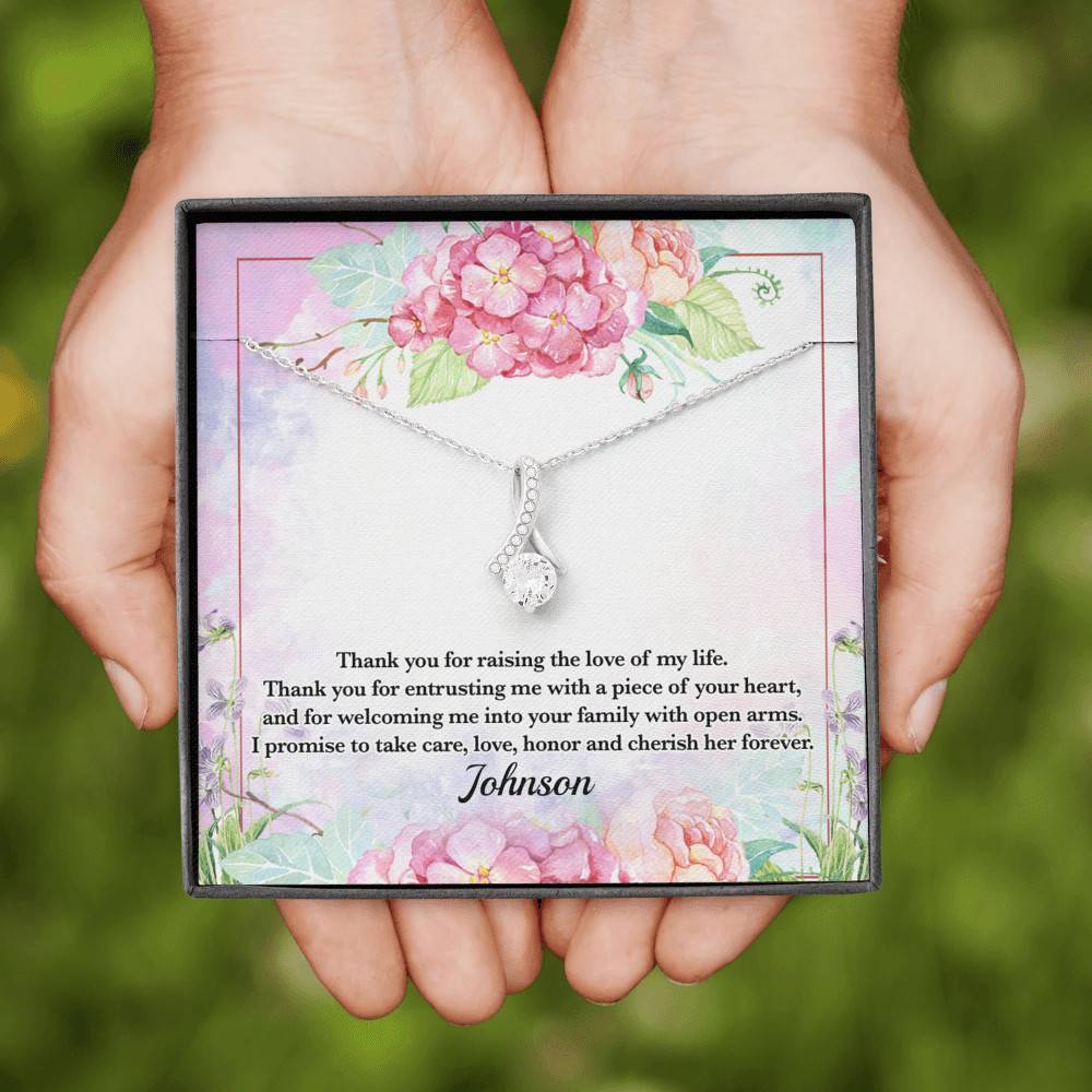 Personalized Thank You for Raising the Love of My Life Mother-In-Law Alluring Pendant Necklace