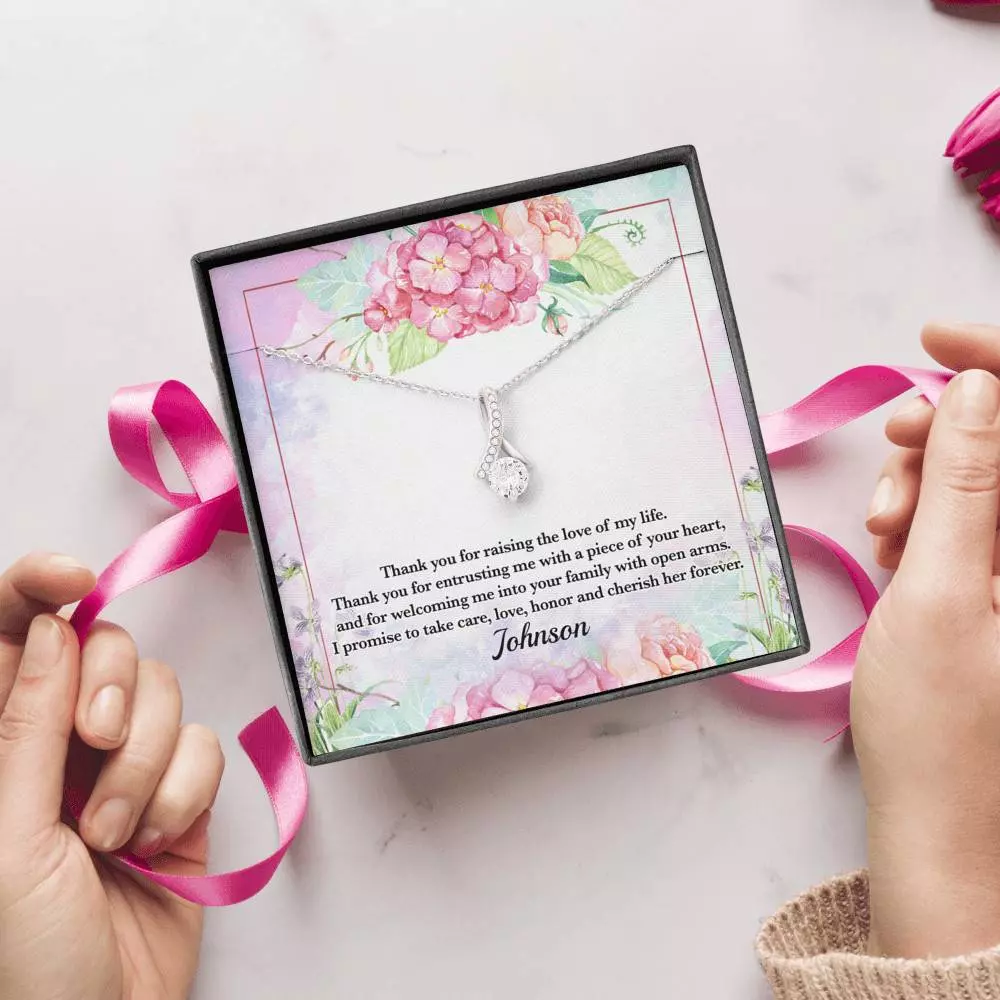 Personalized Thank You for Raising the Love of My Life Mother-In-Law Alluring Pendant Necklace