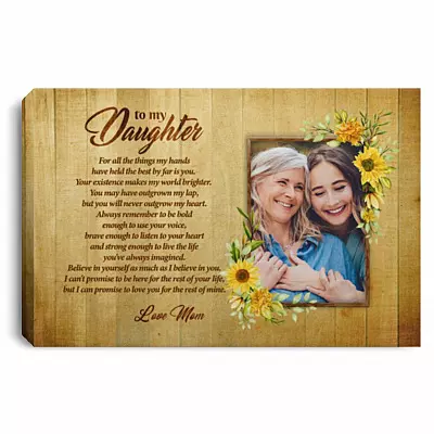 Personalized Photo To My Daughter, White, 0.75'' Framed Canvas