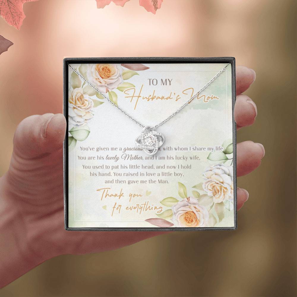 To My Husband's Mom You've Given Me A Gracious Man From Daughter In Law Love Knot Necklace