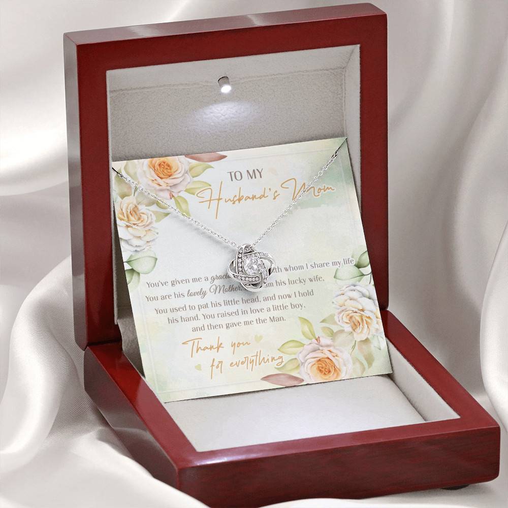 To My Husband's Mom You've Given Me A Gracious Man From Daughter In Law Love Knot Necklace