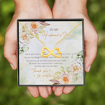 Alternative view of To My Husband's Mom You've Given Me A Gracious Man From Daughter In Law Infinity Heart Pendant Necklace