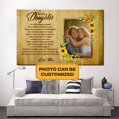 Alternative view of Personalized Photo To My Daughter for All the Things Sunflower Framed Canvas Prints-Unframed Poster-Wall Art