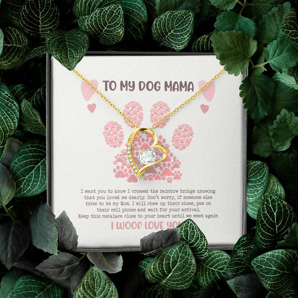 To My Dog Mama I Woof Love You Forever Love Heart Pendant Necklace - Missing Dog Gift