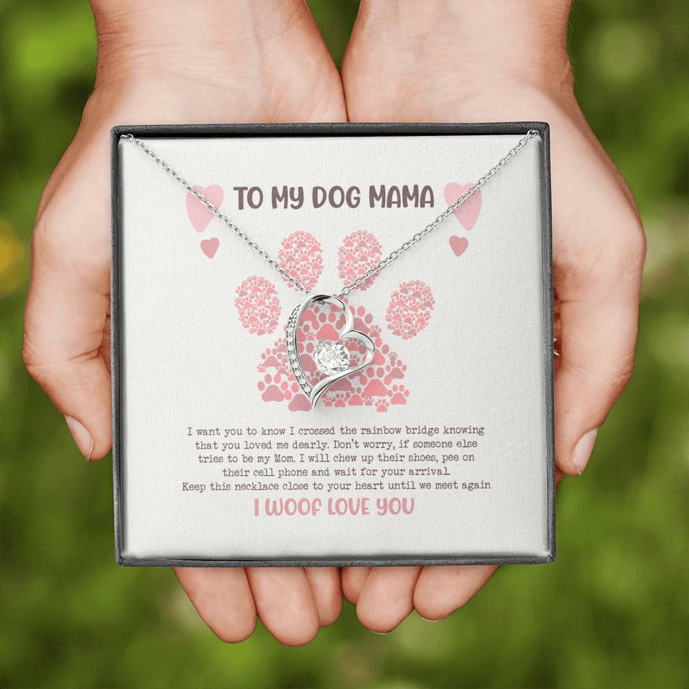To My Dog Mama I Woof Love You Forever Love Heart Pendant Necklace - Missing Dog Gift