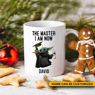 Alternative view of Personalized The Master I Am Now Ceramic Coffee Mug - Baby Yoda Graduation 2021 Mug - Senior 2021 Mug