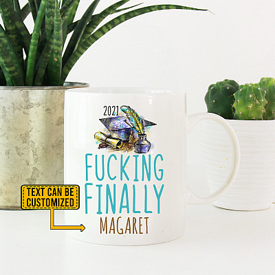 Alternative view of Personalized Fucking Finally 2021 Ceramic Coffee Mug - Graduation 2021 Mug - Senior 2021 Mug