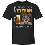 Veteran Loves Beer Shirt, Black, Unisex T-Shirt