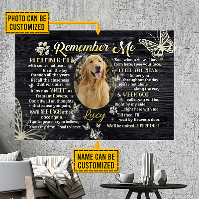 Personalized Photo Remember Me With Smiles Not Tears Dog Memorial Framed Canvas Prints - Unframed Poster