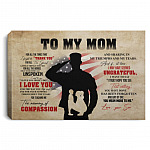 Military US Soldier To My Mom, White, 0.75'' Framed Canvas