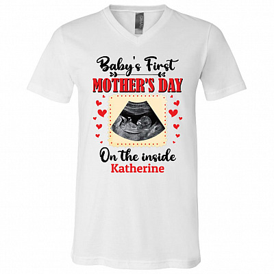 Custom Photo Baby Shirt, White, V-Neck T-Shirt