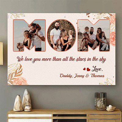 Alternative view of Mom We Love You More than All the Stars in The Sky and All the Sand on The Beach Personalized Image Framed Canvas