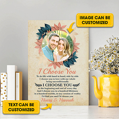 Personalized Photo I Choose You To Do Life With Hand In Hand Side By Side Framed Canvas Prints - Unframed Poster
