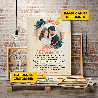Alternative view of Personalized Photo I Choose You To Do Life With Hand In Hand Side By Side Framed Canvas Prints - Unframed Poster