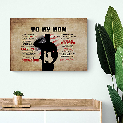 Alternative view of Military US Soldier To My Mom For All The Times I Forgot To Thank You Framed Canvas - Unframed Poster