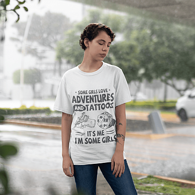 Alternative view of Some Girls Love Adventures & Tattoos It's Me I'm Some Girls T-shirt - V-neck - Girl And Tattoos Shirt
