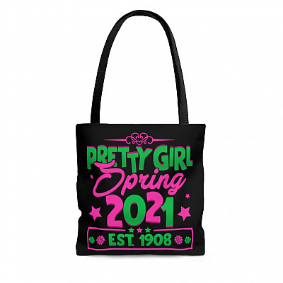 Pink and Green Pretty Girl Spring 2021 Est 1908 AOP Tote Bag - Shoulder Bag - Grocery Shopping Bag