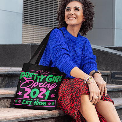 Alternative view of Pink and Green Pretty Girl Spring 2021 Est 1908 AOP Tote Bag - Shoulder Bag - Grocery Shopping Bag