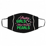 Pink and Green Mask, White, Cloth Face Cover – Medium/Large