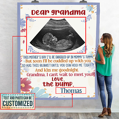 Alternative view of Custom Photo Dear Grandma This Mother's Day I'll Be Snuggled Up In Mommy's Tummy Fleece Blanket - Sherpa Blanket