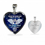Personalized Hear the Wind and Think of Me Pet Dog Cat Heart Pendant Necklace