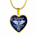 Personalized Hear the Wind and Think of Me Pet Dog Cat Heart Pendant Necklace