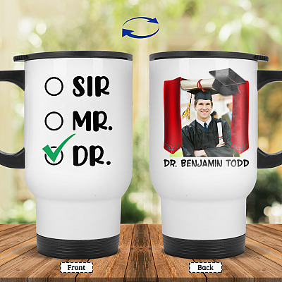 14 oz. White Travel Mug