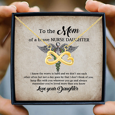 Alternative view of To the Mom of A Brave Nurse I Know the Worry Is Hard and We Don't See Infinity Heart Pendant Necklace