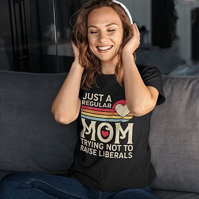 Alternative view of Just A Regular Mom Trying Not To Raise Liberals Republican Retro Vintage T-Shirt
