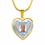 Personalized Photo Your Wings Were Ready But My Heart Was Not Heart Pendant Necklace - Bangle