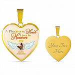 Personalized Photo A Piece Of My Heart Lives In Heaven In Memory Of Puppy Dog Dad Mom Heart Pendant Necklace