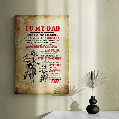 Motorcycle to My Dad I'll Always Be Your Little Boy Framed Canvas - Father's Day Gift from Son Unframed Poster