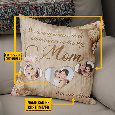 Alternative view of Personalized Photo We Love You More than All the Stars in The Sky Mom Throw Pillow - Custom Holiday Gift for Mom