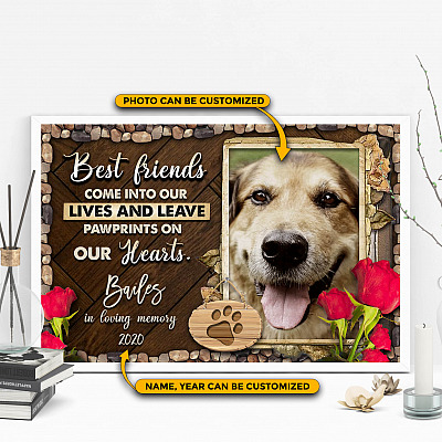 Alternative view of Custom Photo Leave Pawprints On Our Hearts Framed Canvas - Pet Memorial Unframed Poster