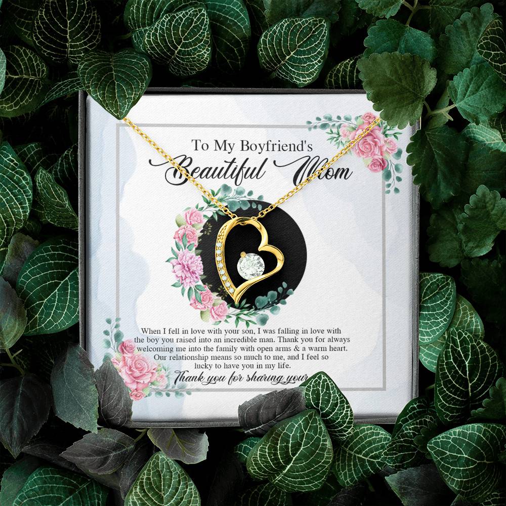 To My Boyfriend's Beautiful Mom Thank You For Sharing Your Son Forever Love Necklace