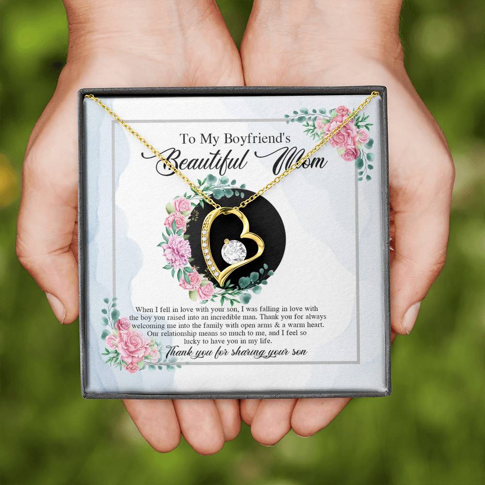 To My Boyfriend's Beautiful Mom Thank You For Sharing Your Son Forever Love Necklace