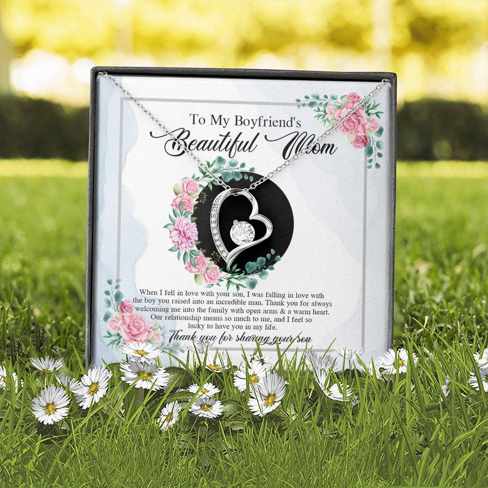 To My Boyfriend's Beautiful Mom Thank You For Sharing Your Son Forever Love Necklace