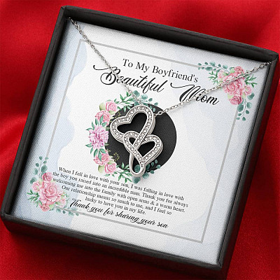 To My Boyfriend's Beautiful Mom Thank You For Sharing Your Son Double Hearts Necklace