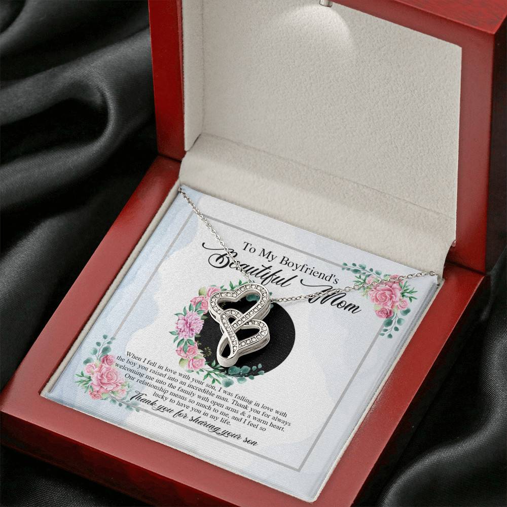 To My Boyfriend's Beautiful Mom Thank You For Sharing Your Son Double Hearts Necklace
