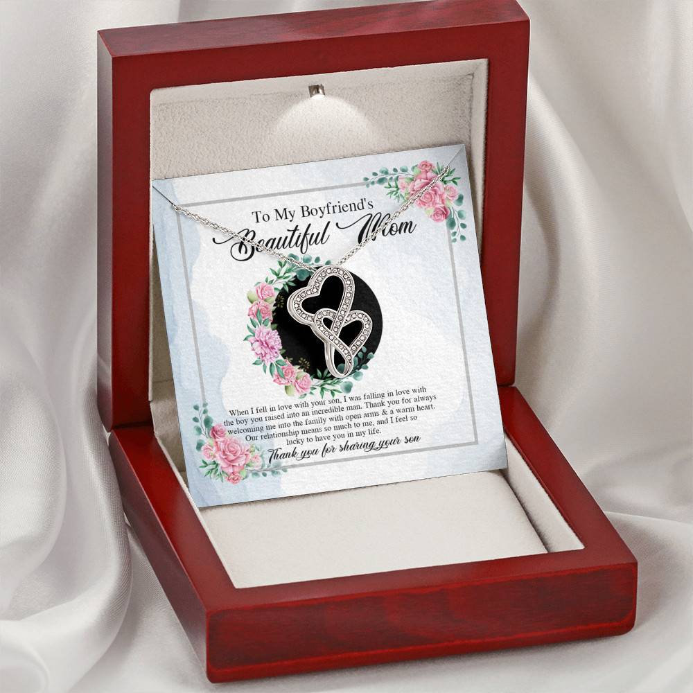 To My Boyfriend's Beautiful Mom Thank You For Sharing Your Son Double Hearts Necklace