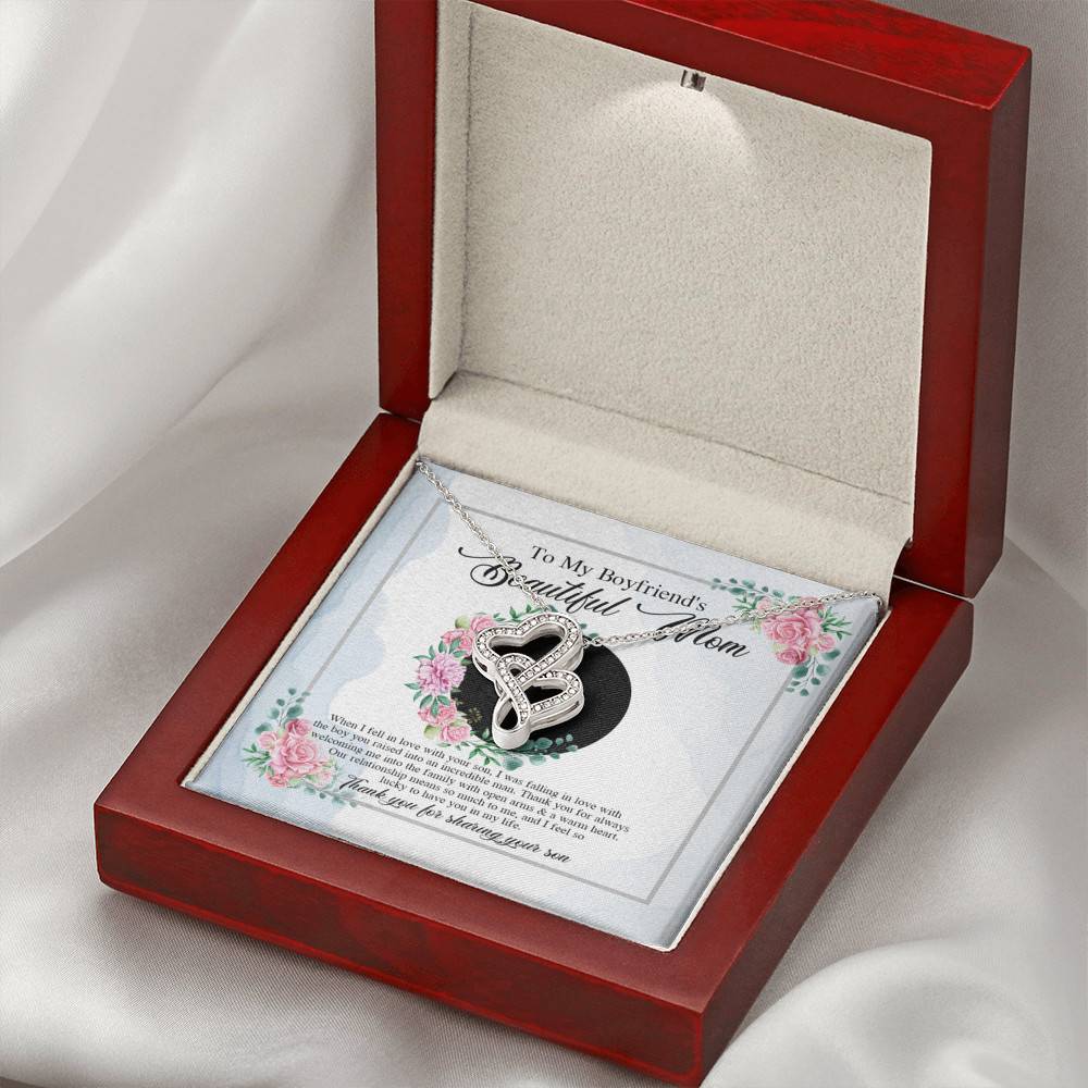 To My Boyfriend's Beautiful Mom Thank You For Sharing Your Son Double Hearts Necklace