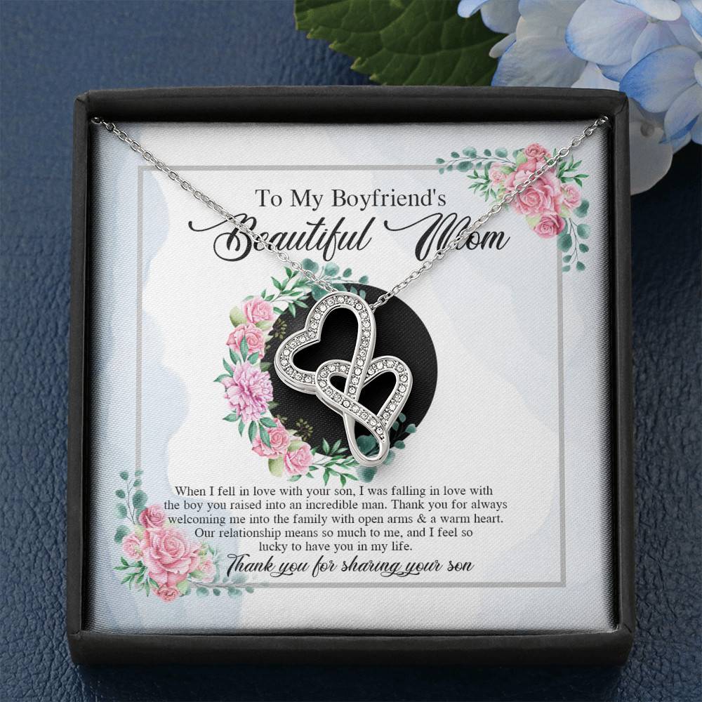 To My Boyfriend's Beautiful Mom Thank You For Sharing Your Son Double Hearts Necklace