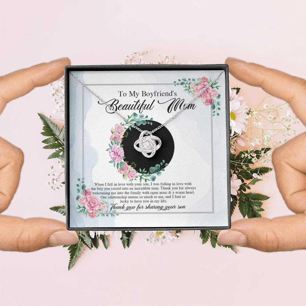 To My Boyfriend's Beautiful Mom Thank You For Sharing Your Son Love Knot Necklace